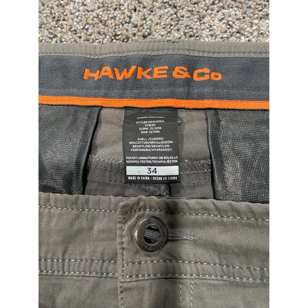 Hawke & Co Mens Dynamic Sport Fiber Shorts Gray Stretch Hiking Utility Size 34